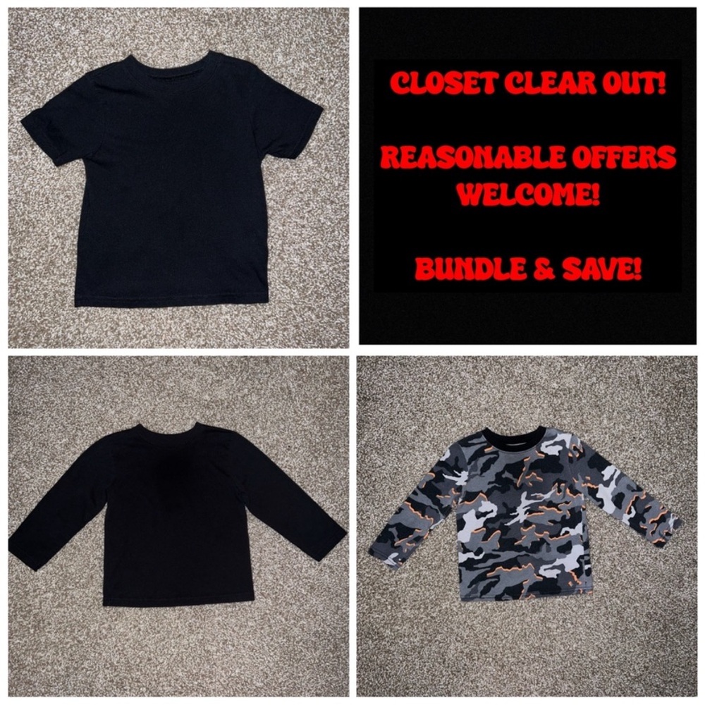 Garanimals Black & Camouflage Long & Short Sleeve T-Shirts Bundle Size 3T